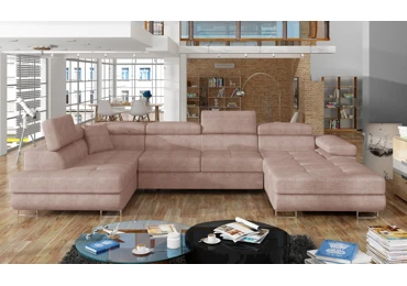 Sedačka do U SEDUM 24, růžová látka, levá