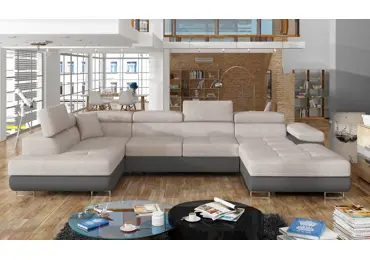 Sedačka do U SEDUM 26, šedá látka/šedá ekokůže, levá