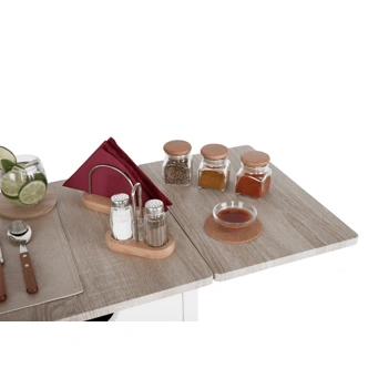 Servírovací vozík SATPAS, bílá/přírodní