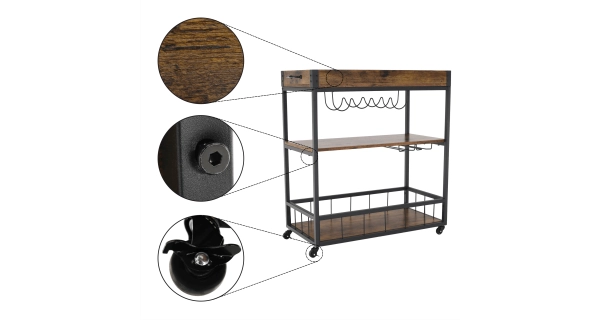 Servírovací vozík VIUSSIL, dub smoke/černá