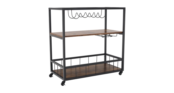 Servírovací vozík VIUSSIL, dub smoke/černá