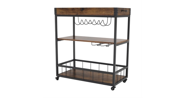 Servírovací vozík VIUSSIL, dub smoke/černá