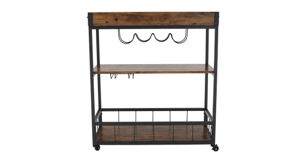 Servírovací vozík VIUSSIL, dub smoke/černá