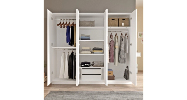 Šestidvéřová skříň BALDWIN, bílá