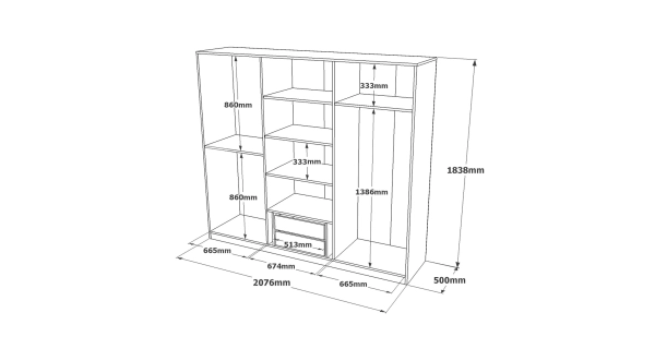 Šestidvéřová skříň BALDWIN, bílá