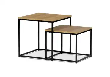 Set 2 ks odkládacích stolků REMVON, divoký dub, černý lak