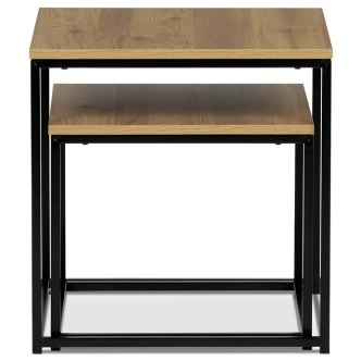 Set 2 ks odkládacích stolků REMVON, divoký dub, černý lak