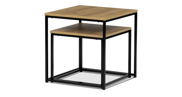 Set 2 ks odkládacích stolků REMVON, divoký dub, černý lak