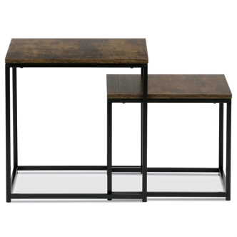 Set 2 ks odkládacích stolků REMVON, old wood, černý lak
