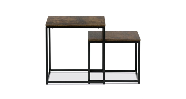 Set 2 ks odkládacích stolků REMVON, old wood, černý lak