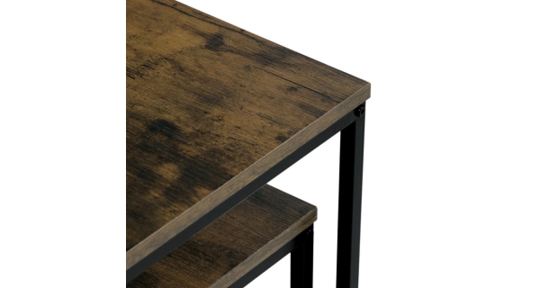 Set 2 ks odkládacích stolků REMVON, old wood, černý lak