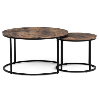 Set 2 ks stolků MOLAMEN, dekor staré dřevo/černá