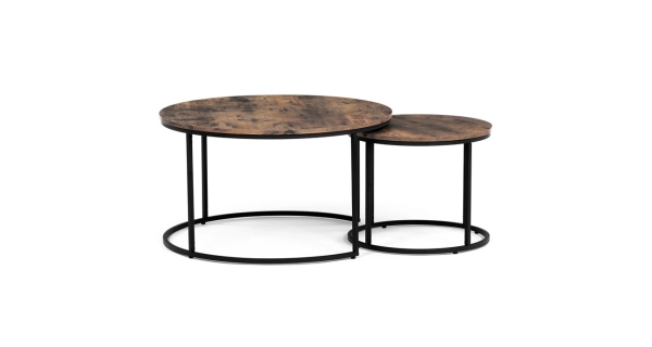 Set 2 ks stolků MOLAMEN, dekor staré dřevo/černá