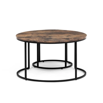 Set 2 ks stolků MOLAMEN, dekor staré dřevo/černá