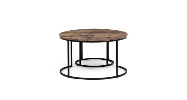 Set 2 ks stolků MOLAMEN, dekor staré dřevo/černá