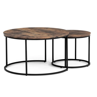 Set 2 ks stolků MOLAMEN, dekor staré dřevo/černá