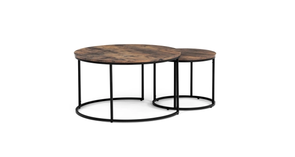 Set 2 ks stolků MOLAMEN, dekor staré dřevo/černá