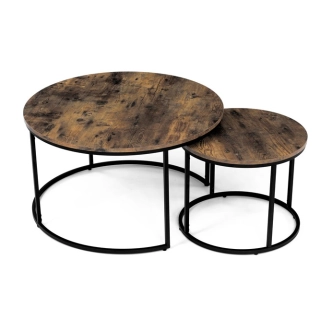 Set 2 ks stolků MOLAMEN, dekor staré dřevo/černá