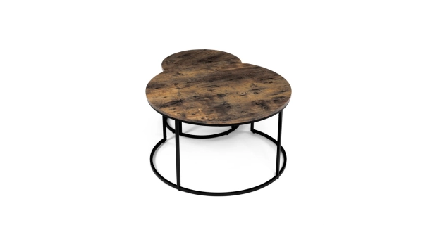 Set 2 ks stolků MOLAMEN, dekor staré dřevo/černá