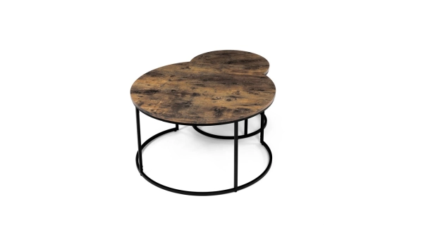 Set 2 ks stolků MOLAMEN, dekor staré dřevo/černá