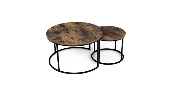 Set 2 ks stolků MOLAMEN, dekor staré dřevo/černá