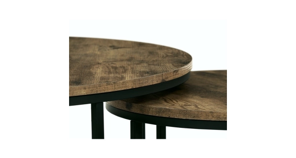 Set 2 ks stolků MOLAMEN, dekor staré dřevo/černá