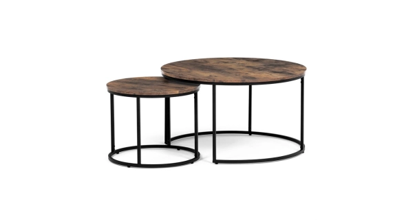 Set 2 ks stolků MOLAMEN, dekor staré dřevo/černá