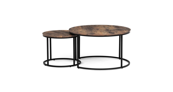 Set 2 ks stolků MOLAMEN, dekor staré dřevo/černá