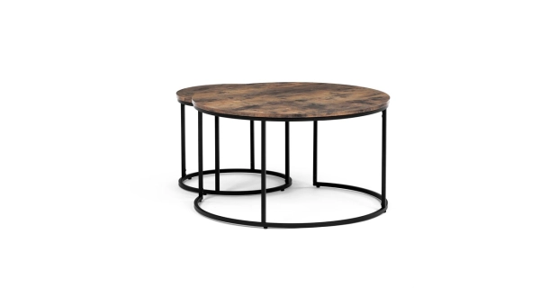 Set 2 ks stolků MOLAMEN, dekor staré dřevo/černá