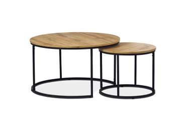 Set 2 ks stolků MOLAMEN, divoký dub/černá