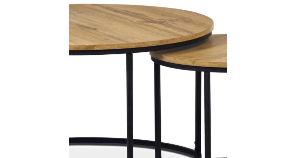 Set 2 ks stolků MOLAMEN, divoký dub/černá