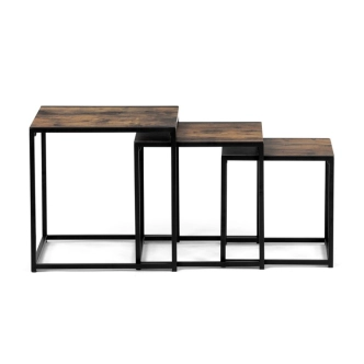 Set 2 ks stolků MOLAMEN II, dekor staré dřevo/černá