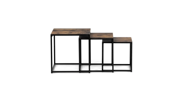 Set 2 ks stolků MOLAMEN II, dekor staré dřevo/černá