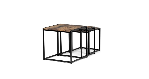 Set 2 ks stolků MOLAMEN II, dekor staré dřevo/černá