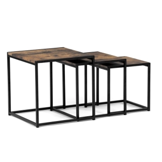 Set 2 ks stolků MOLAMEN II, dekor staré dřevo/černá