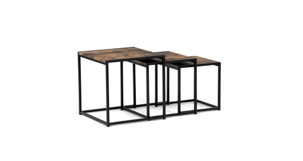 Set 2 ks stolků MOLAMEN II, dekor staré dřevo/černá