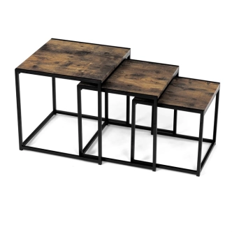 Set 2 ks stolků MOLAMEN II, dekor staré dřevo/černá