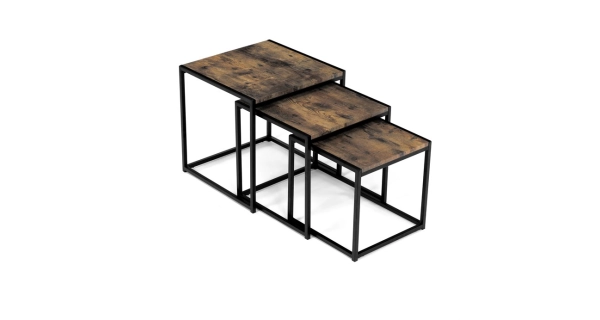 Set 2 ks stolků MOLAMEN II, dekor staré dřevo/černá