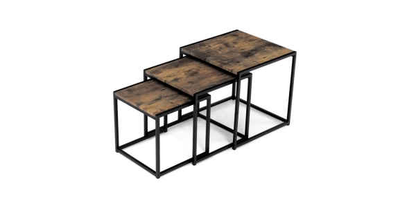 Set 2 ks stolků MOLAMEN II, dekor staré dřevo/černá