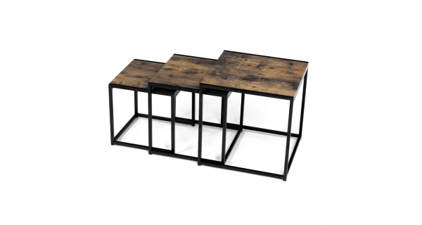 Set 2 ks stolků MOLAMEN II, dekor staré dřevo/černá