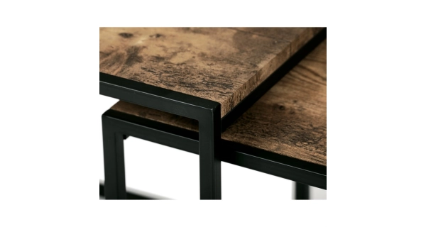 Set 2 ks stolků MOLAMEN II, dekor staré dřevo/černá