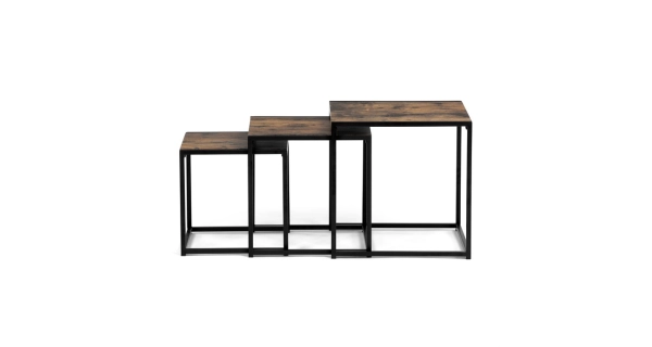 Set 2 ks stolků MOLAMEN II, dekor staré dřevo/černá