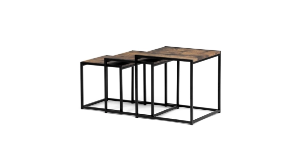 Set 2 ks stolků MOLAMEN II, dekor staré dřevo/černá