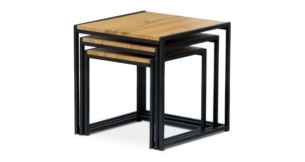 Set 2 ks stolků MOLAMEN II, divoký dub/černá