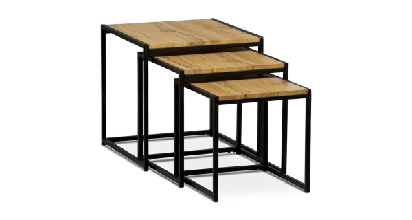 Set 2 ks stolků MOLAMEN II, divoký dub/černá