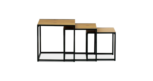 Set 2 ks stolků MOLAMEN II, divoký dub/černá