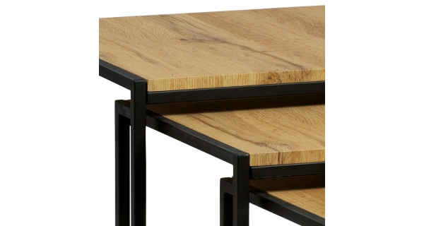 Set 2 ks stolků MOLAMEN II, divoký dub/černá