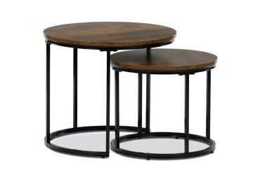Set 2 ks stolků ROSBELGAR, dekor staré dřevo, černý kov