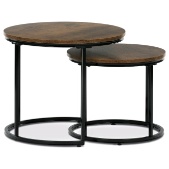 Set 2 ks stolků ROSBELGAR, dekor staré dřevo, černý kov
