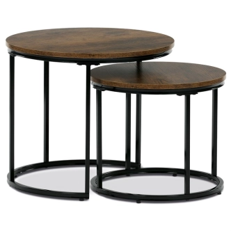 Set 2 ks stolků ROSBELGAR, dekor staré dřevo, černý kov